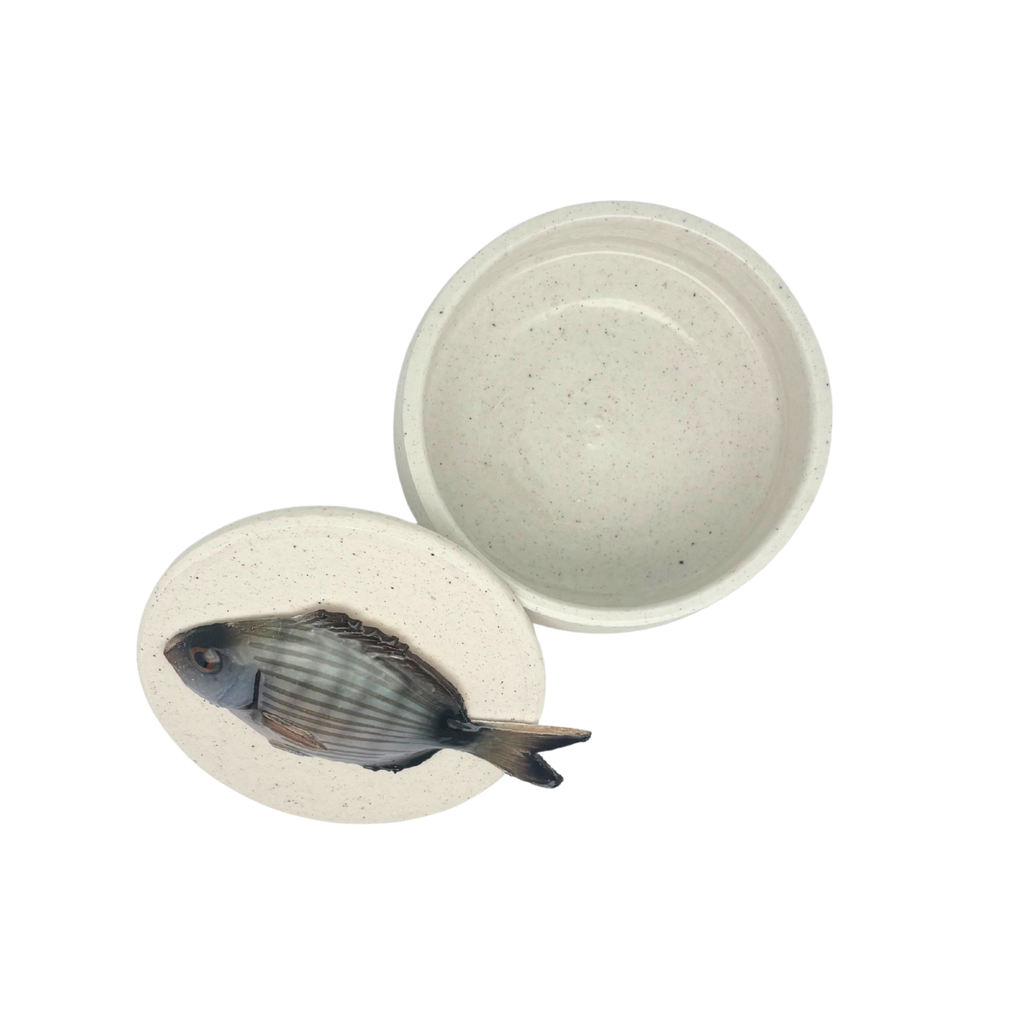 Sarago piccolo - Decoratief keramiek potje met deksel, 11,5 cm rond, handgemaakt