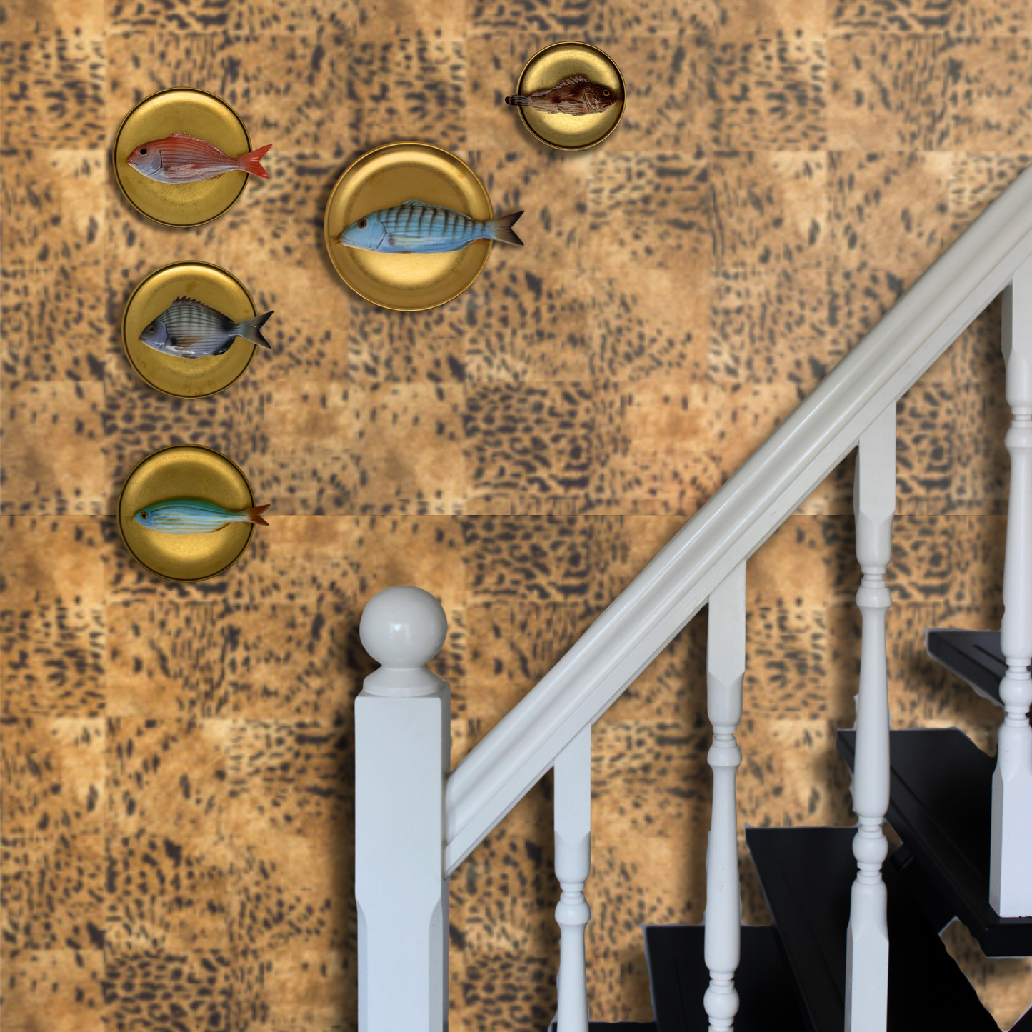 Marmora op antiek goud bord, 20 cm rond