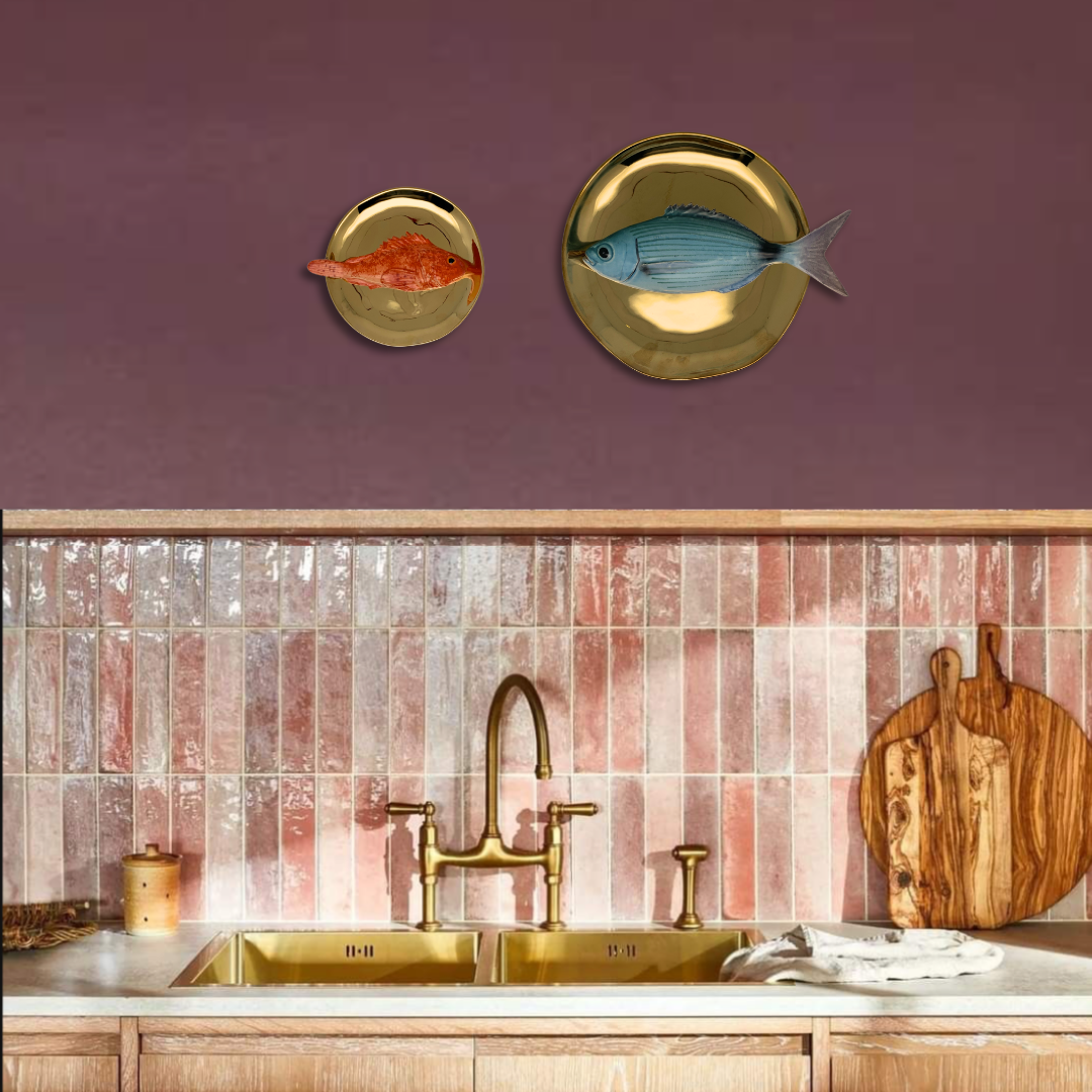 Scorfano op gouden bordje, 14 cm rond