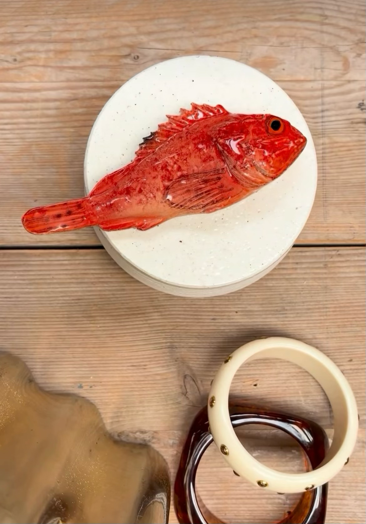Scorfano - Decoratief keramiek potje met deksel, 11,5 cm rond, handgemaakt