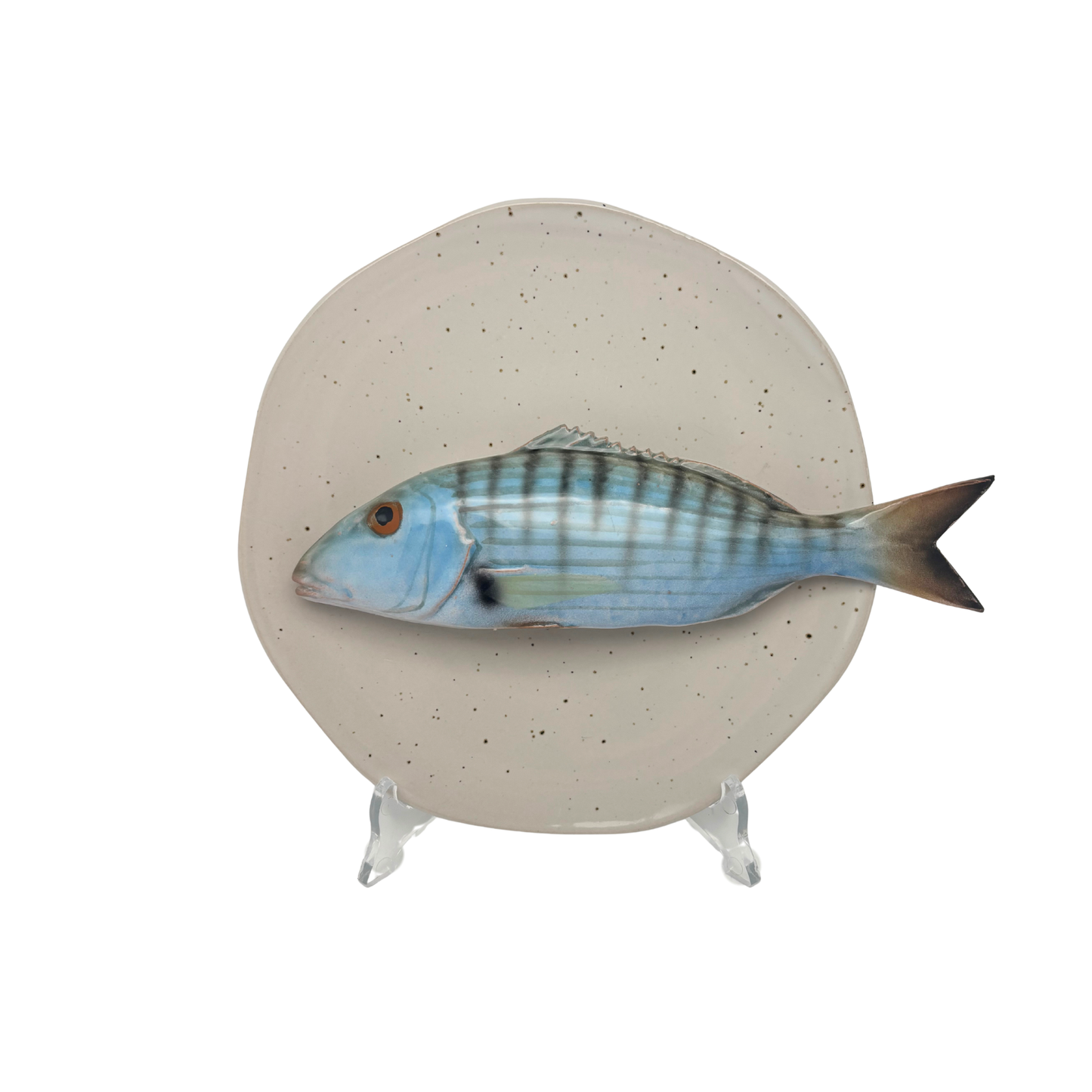 Marmora op kiezel grijs hoekig bord, 20 cm