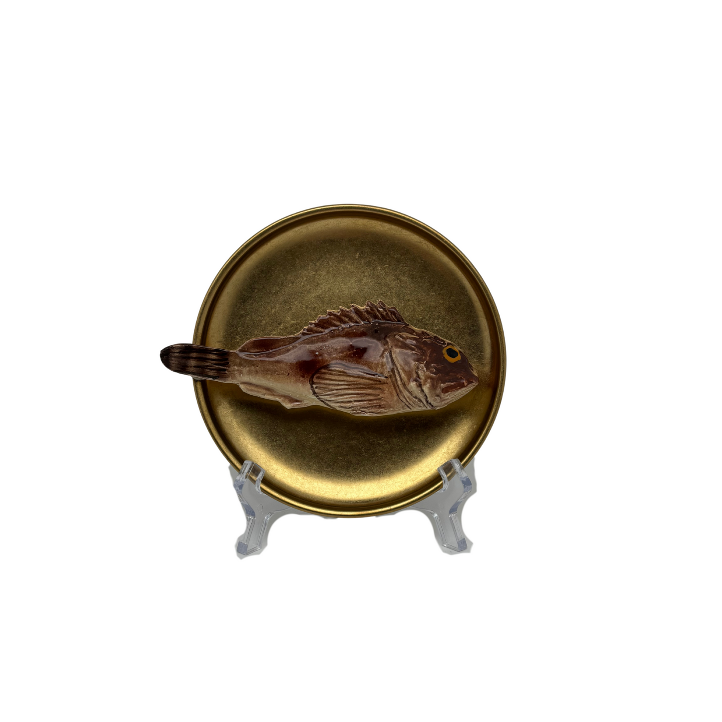 Scorfano Marrone op antiek gouden bord, 13.5 cm rond