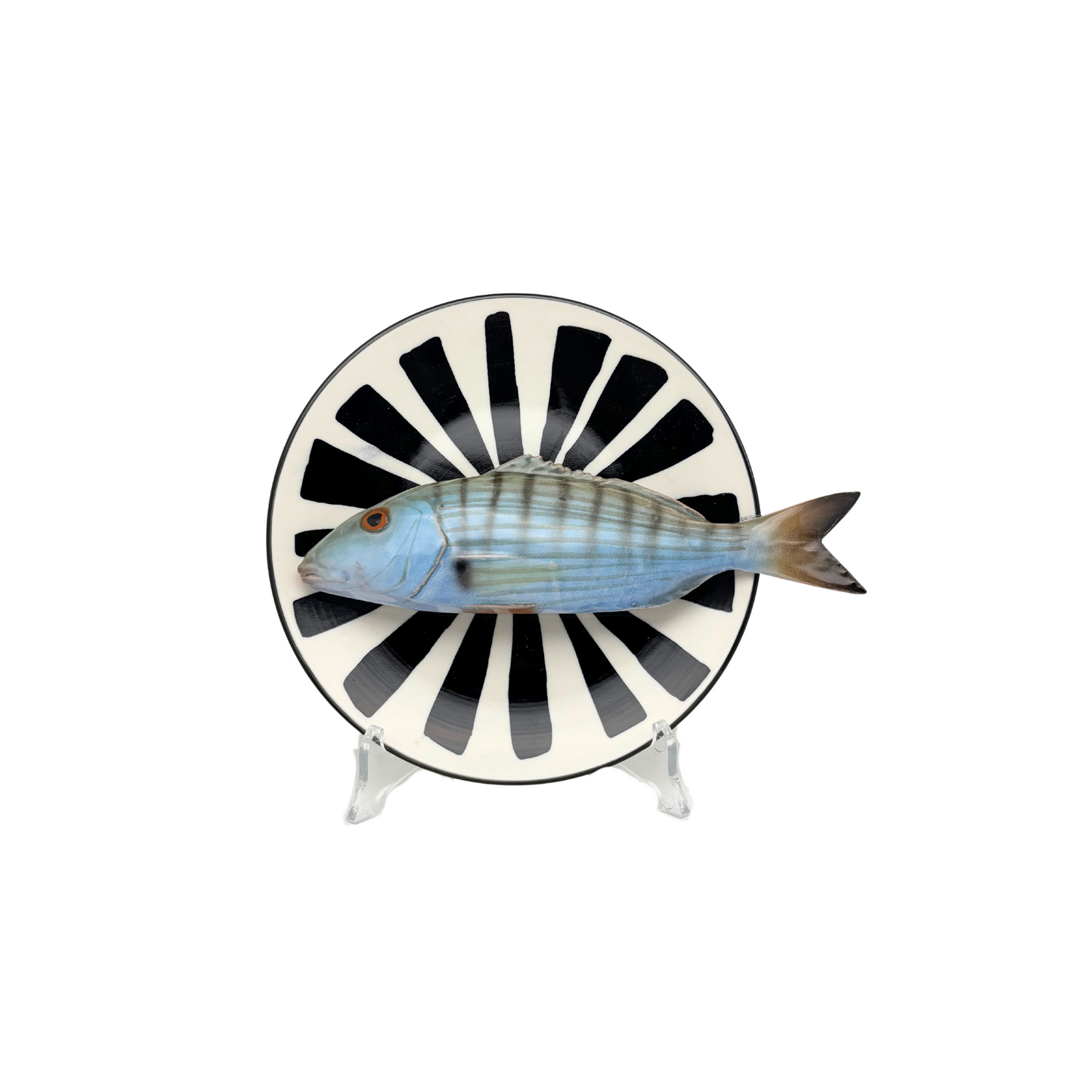 Marmora op zwart met wit bewerkt bord, 20 cm