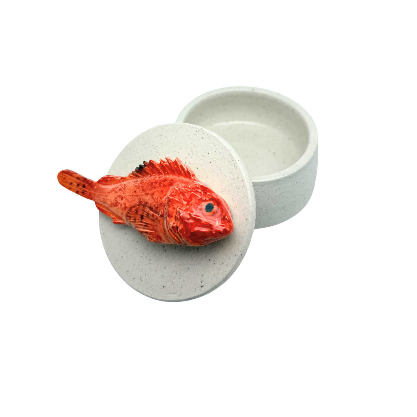 Scorfano - Decoratief keramiek potje met deksel, 11,5 cm rond, handgemaakt