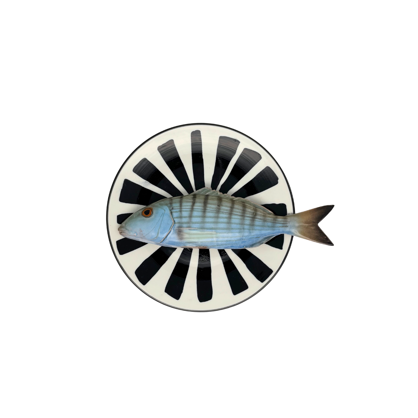 Marmora op zwart met wit bewerkt bord, 20 cm