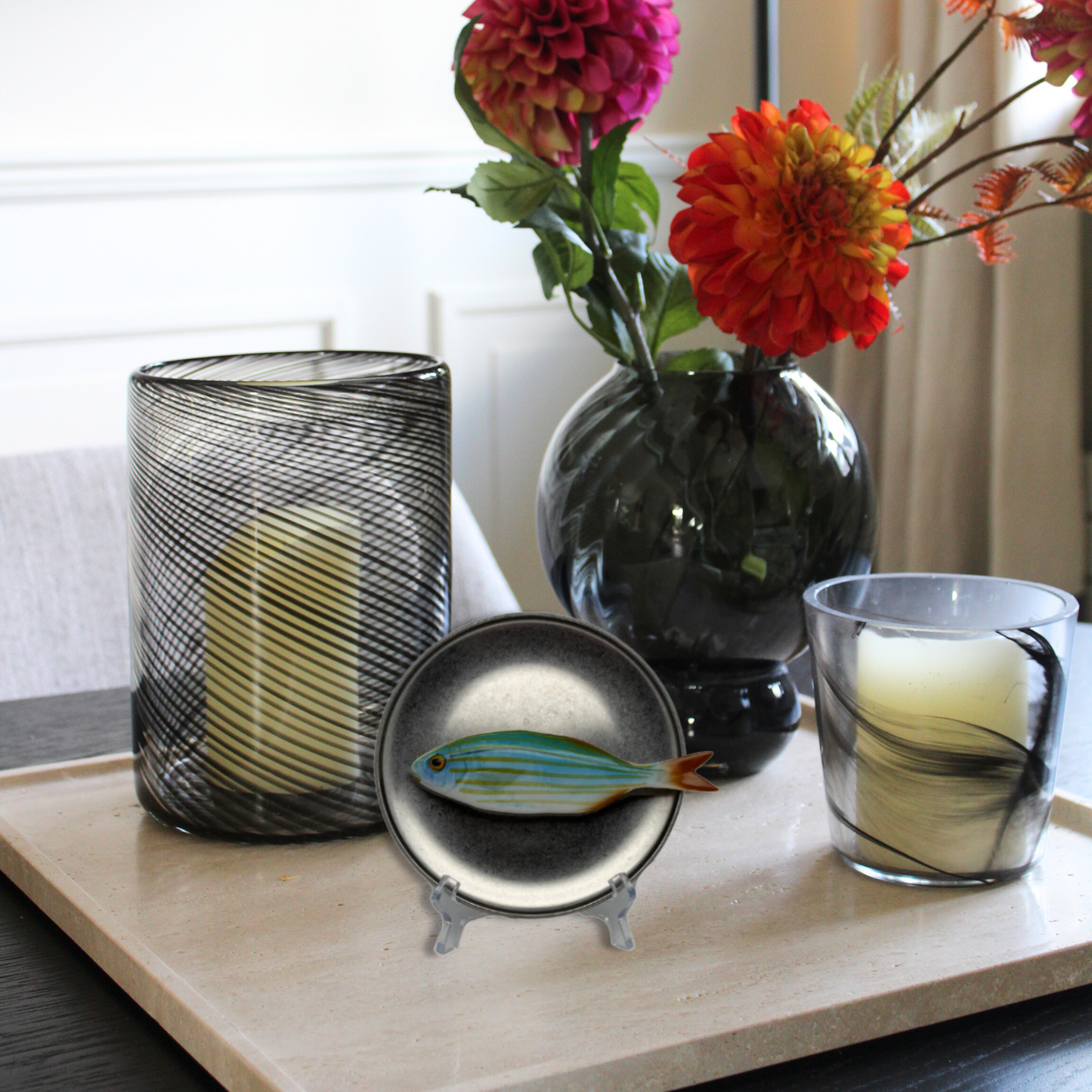 Salpa medio op antiek zilver bord, 16,5 cm rond