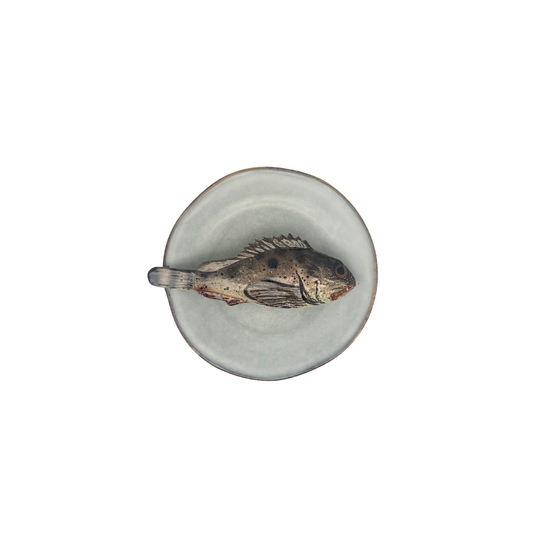 Scorfano Marrone op kiezel kleur bordje, 13cm