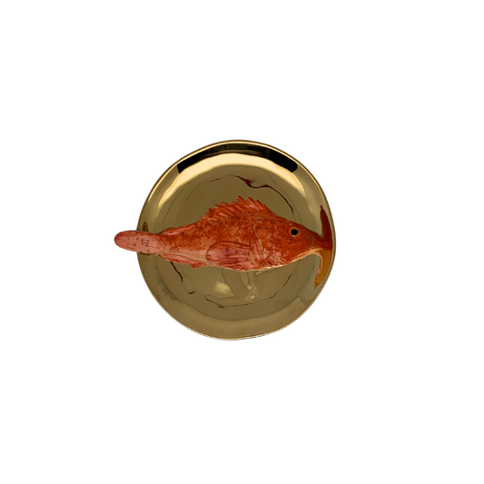 Scorfano op gouden bordje, 14 cm rond