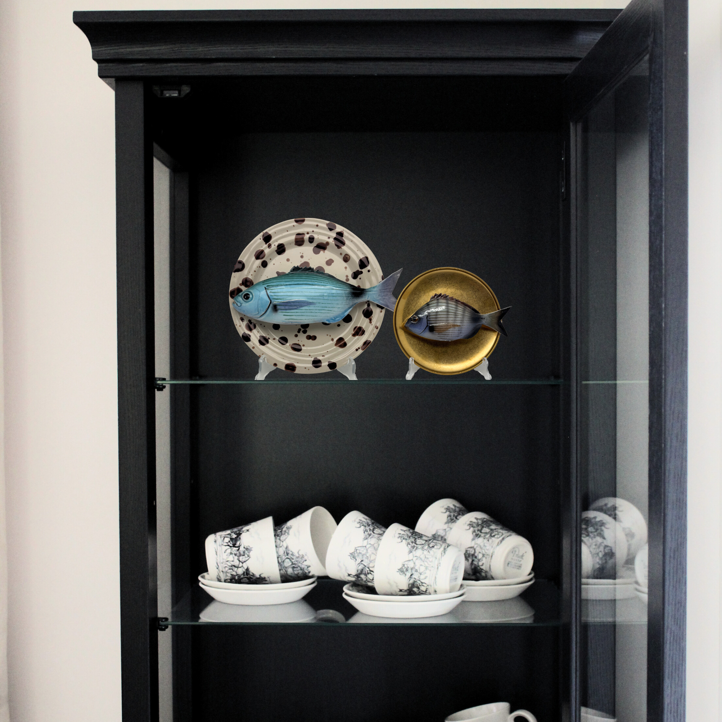 Occhiata op créme met bruine verfspatten bord, 20 cm rond (kopie)