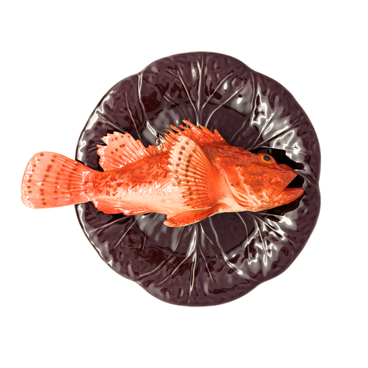 Cipolla op een aubergine bladvormig bord, 27 cm