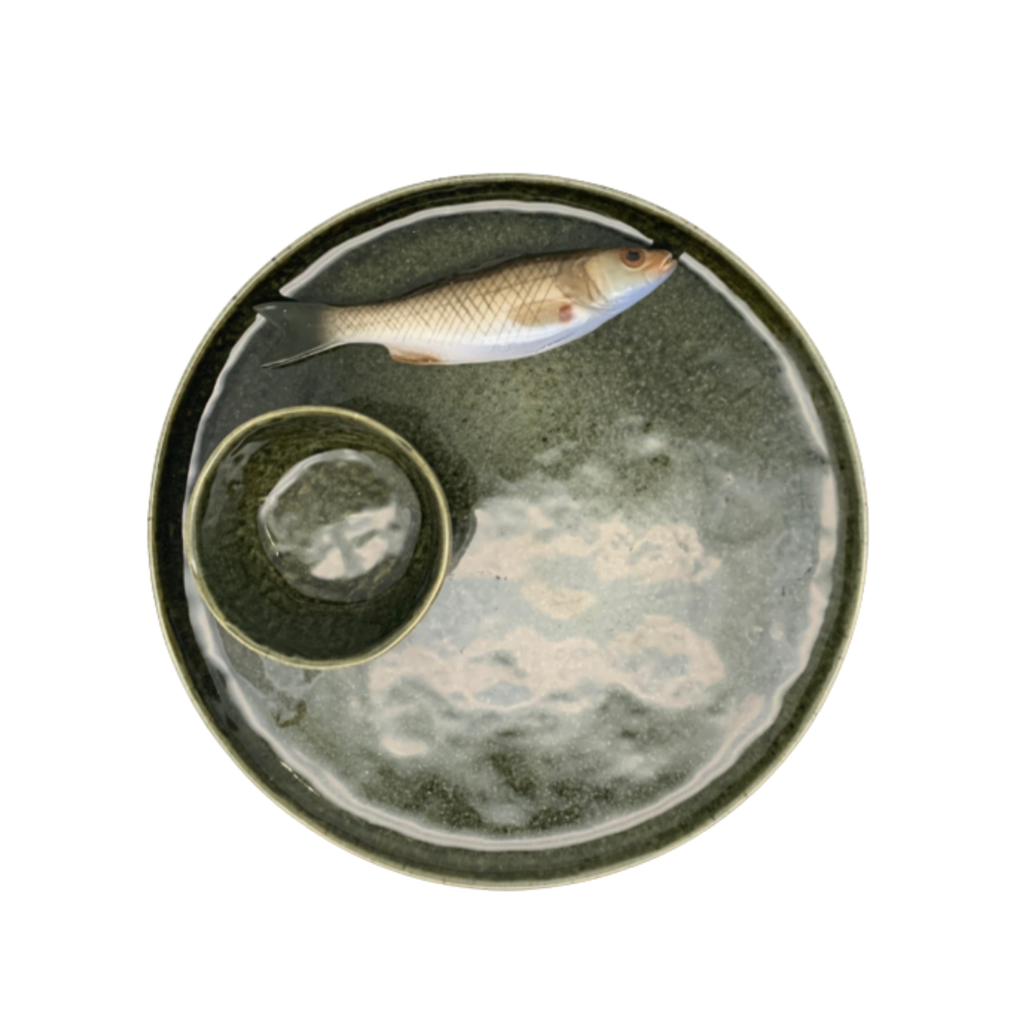 Spigola medio Borrelbord met dipschaaltje - donker groen 27cm