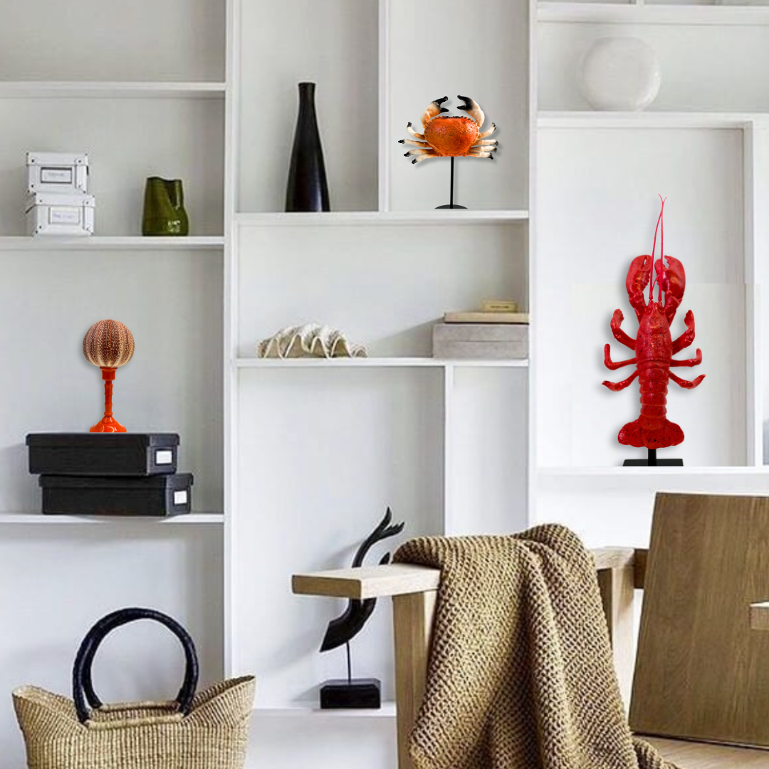 Kunst KRAB op standaard (polymeer) 25cm hoog