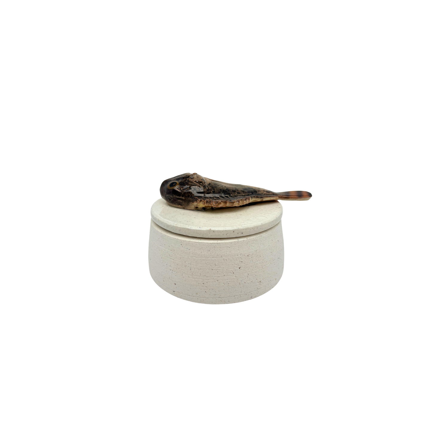 Scorfano Marrone - Decoratief keramiek potje met deksel, 11,5cm rond, handgemaakt