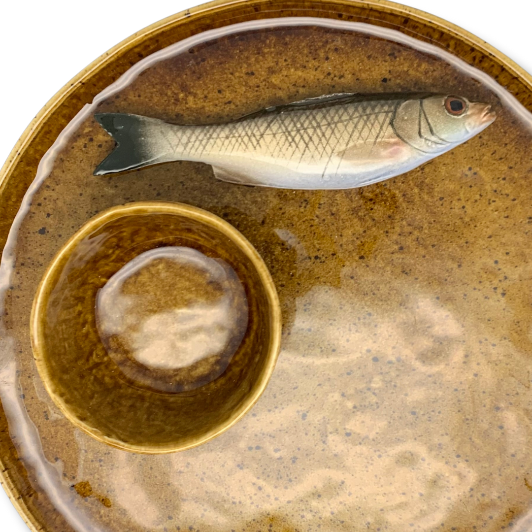 Spigola medio Borrelbord met dipschaaltje - bruin/goud 27cm