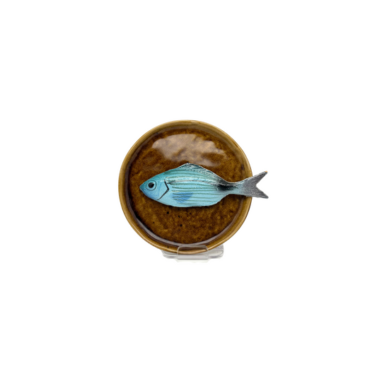 Occhiata piccolo op een donker bruin bordje, 12 cm