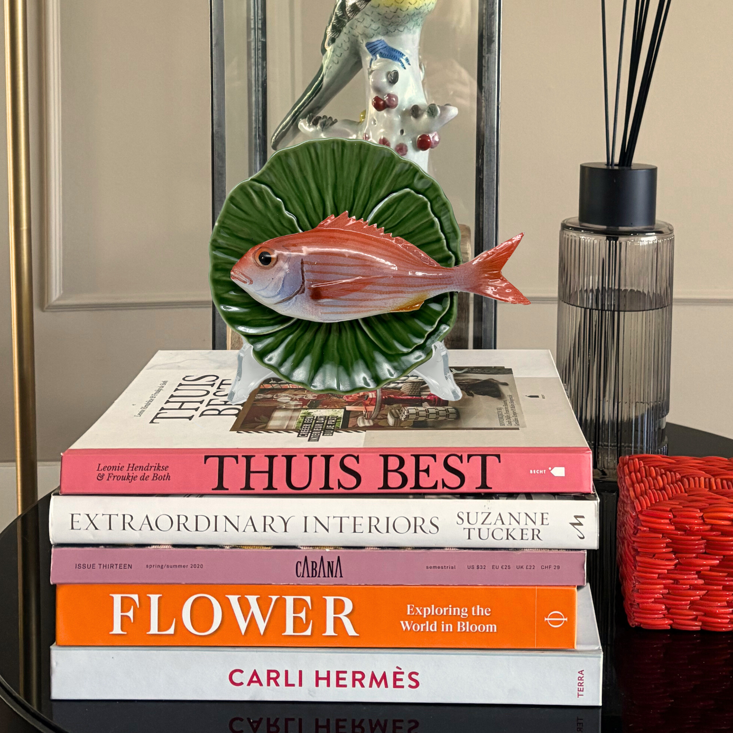 Pagello op groen bladvormig bord, 16cm