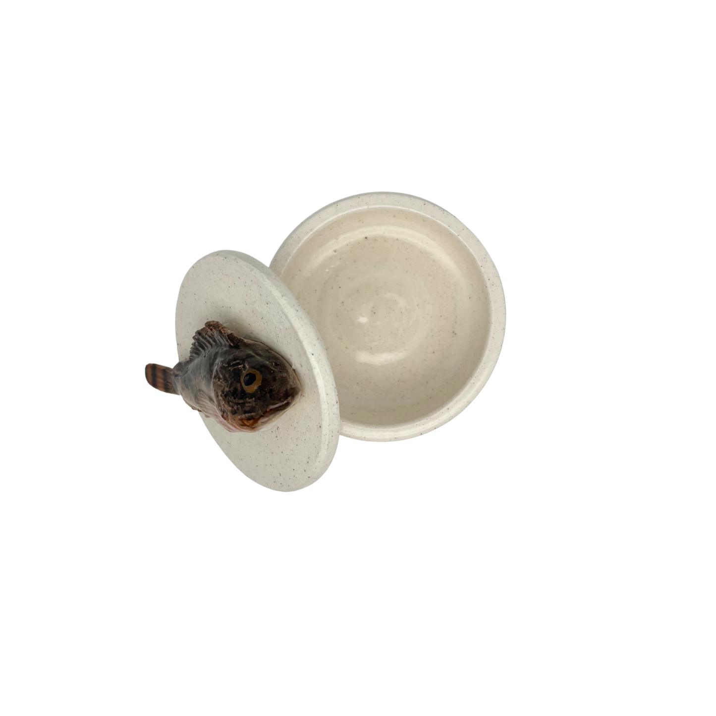 Scorfano Marrone - Decoratief keramiek potje met deksel, 11,5cm rond, handgemaakt
