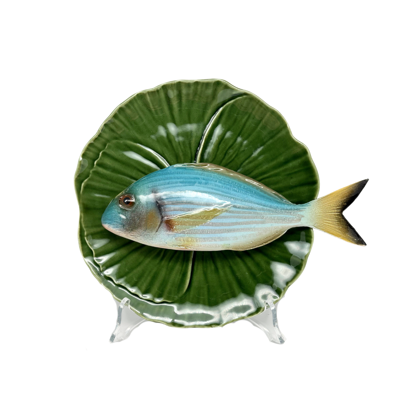 Orata medio op groen bladvormig bord, 20cm rond