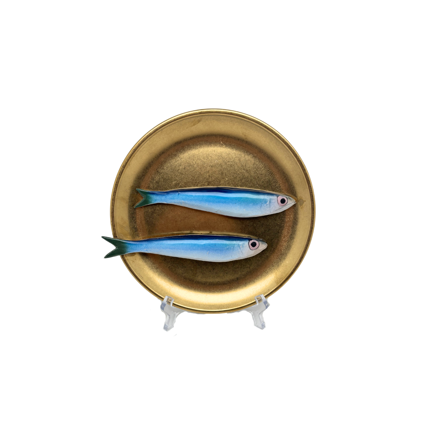 Sardines medio op antique gouden bord, 20 cm