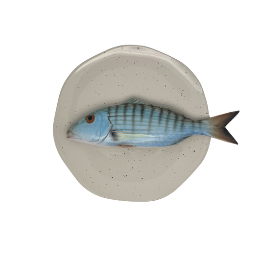 Marmora op kiezel grijs hoekig bord, 20 cm