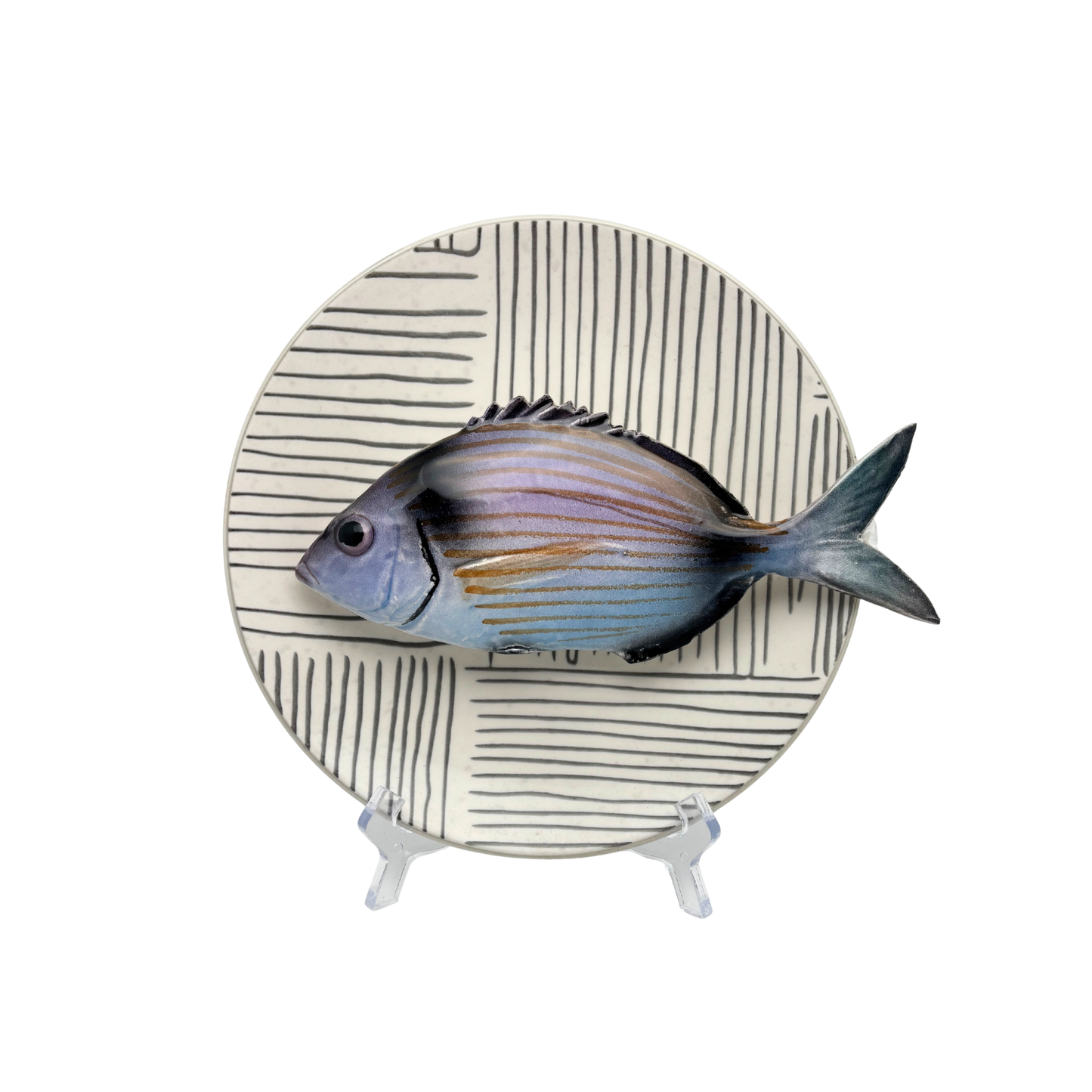 Viatora op bord met grijze streep decoratie, 20 cm