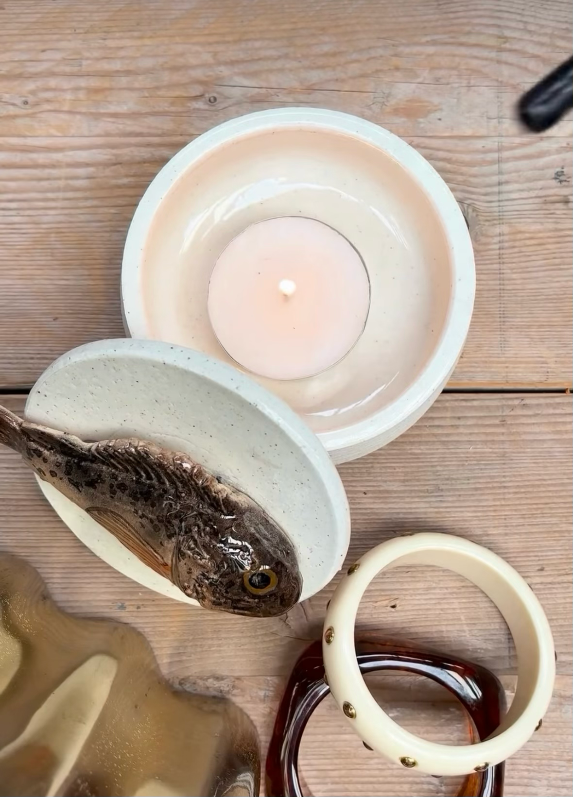 Scorfano Marrone - Decoratief keramiek potje met deksel, 11,5cm rond, handgemaakt