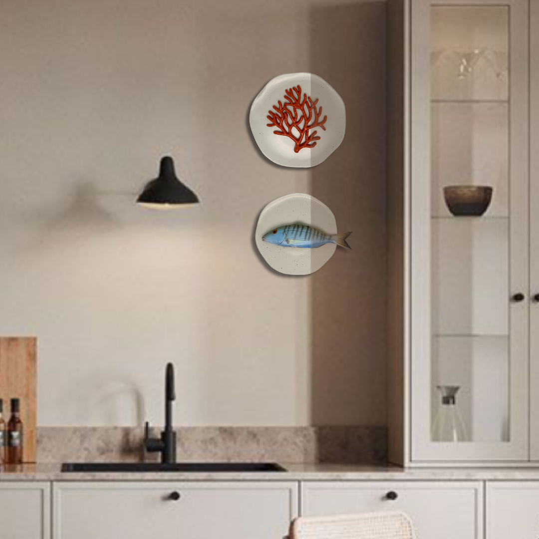 1248 Marmora op kiezel grijs hoekig bord, 20 cm