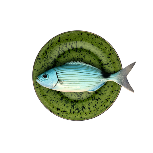 Occhiata op groen met donker groene verfspatten bord, 20 cm rond