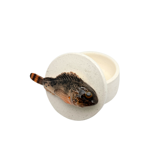 Scorfano Marrone - Decoratief keramiek potje met deksel, 11,5cm rond, handgemaakt