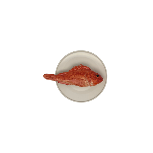 Scorfano op wit bordje met rand, 12 cm rond